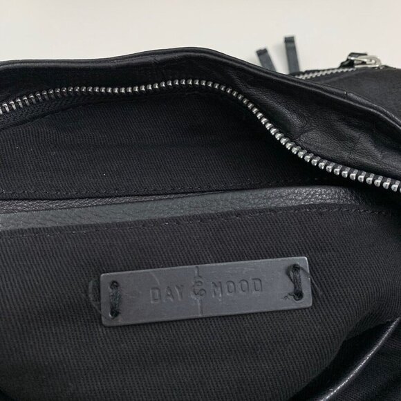 Day & Mood Isa Hobo Purse Black Leather Bag Adjustable Zip Top Pockets - Picture 5 of 8